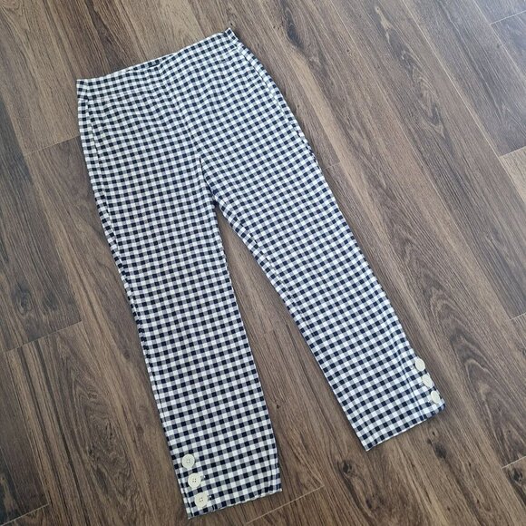 💙 J.Crew Gingham Cropped Cotton Blend Preppy Minimalist Pants Size 6P - Picture 4 of 8